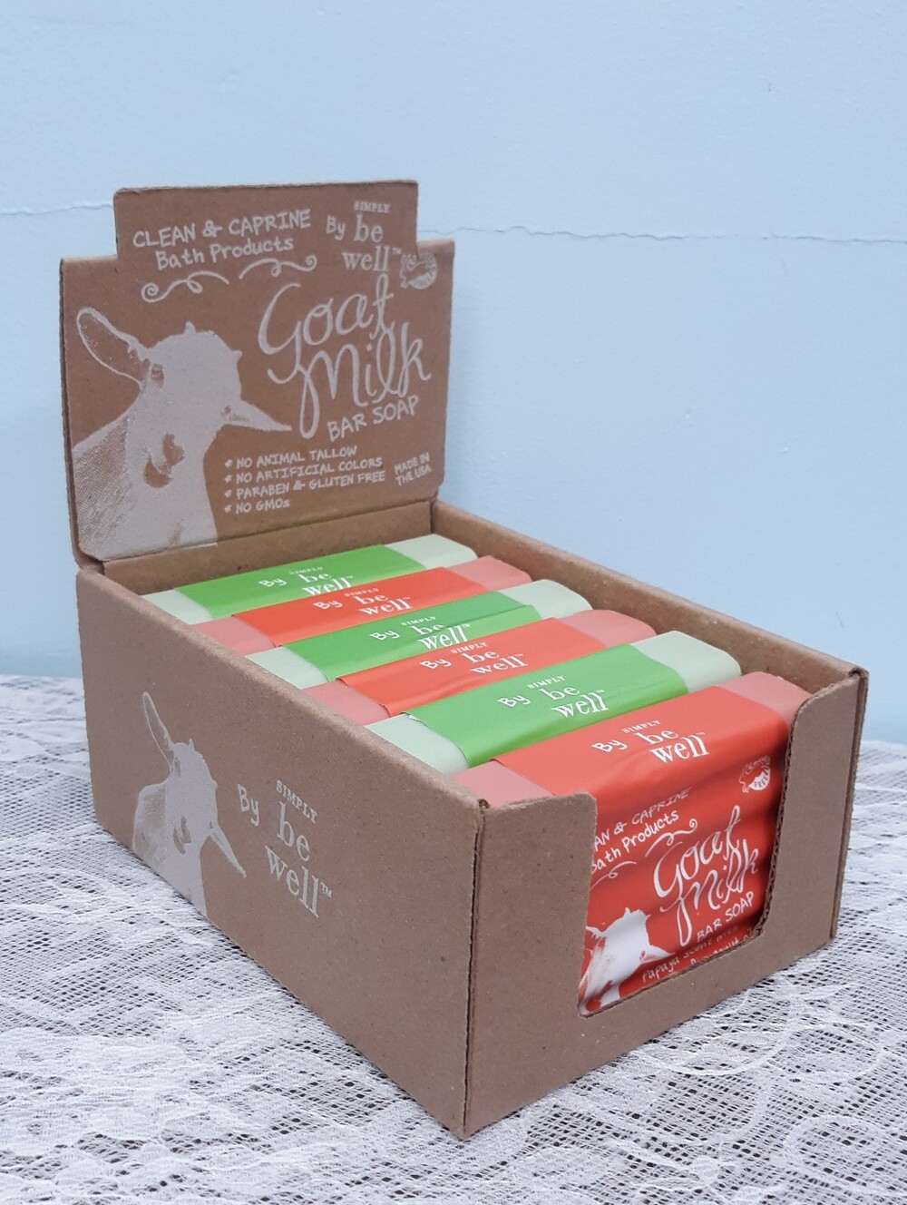 6 Goat Milk Bar Soap Clean Caprine Simply Be Well Jabara Fruit Papaya red green